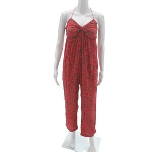 Etoile Isabel Marant Women Jumpsuit Red Paisley Halter Tie Size 0